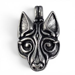 Fenrir Wolf, Viking art style, silver plated amulet