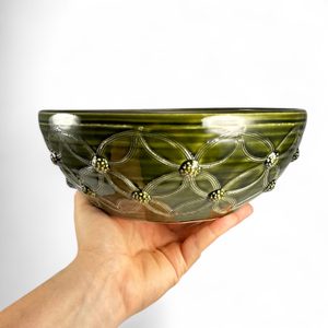 Ceramic fruit bowl green - medieval decor