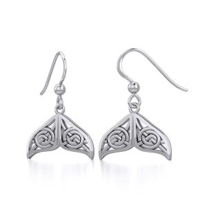 Boucles d'oreilles argent queue de baleine avec nœuds celtiques