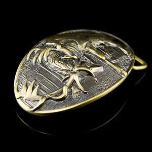 Deer, belt buckle, brass