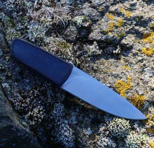 LOGAN DESIGNER KNIFE with LEATHER GRIP and SHEATH, blue