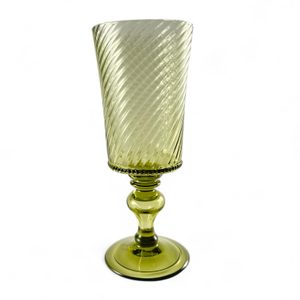 Wine goblet, forest green glass