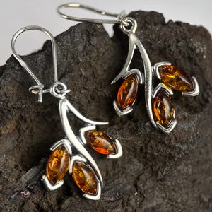 RENIA, boucles d'oreilles en ambre, argent