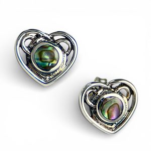 Celtic heart, silver earrings, pearl 925/1000