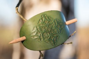 PLATAN leather Hair Clip, green
