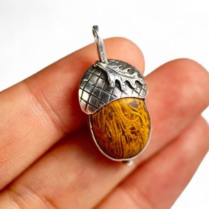 Gland, jaspe serpent, pendentif en argent, Ag 925/1000