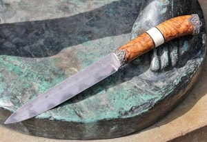 JORUND, DAMASCUS STEEL KNIFE, STERLING SILVER - KNIVES{% if kategorie.adresa_nazvy[0] != zbozi.kategorie.nazev %} - WEAPONS - SWORDS, AXES, KNIVES{% endif %}