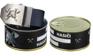FIREFIGHTERS textile belt - black + GIFT PACKAGE