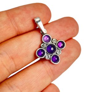 PRAGA, mittelalterlicher Anhänger, Amethyst, Silber 925/1000