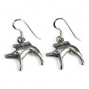 Sanglier, boucles d'oreilles, argent