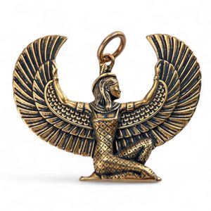 WINGED ISIS, Egyptian Goddess, bronze pendant