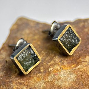 SILVANIA, moldavite, silver earrings, Ag 925/1000