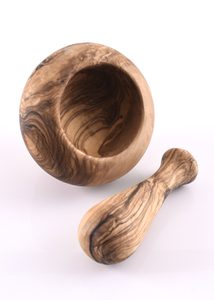 Small mortar and pestle, olive wood