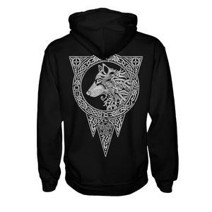 Fenrir wolf, sweatshirt, zipper b&amp;w
