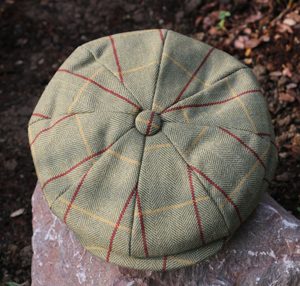 Wool Blend Baker Boy Hat Tweed Green