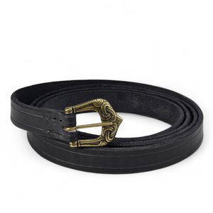 Viking leather belt Borre, black, old brass