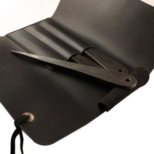 Leather sheath for throwing knives, black