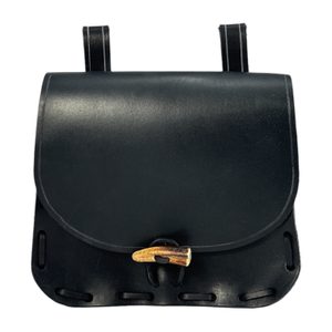LEATHER HISTORICAL BELT BAG, antler, black