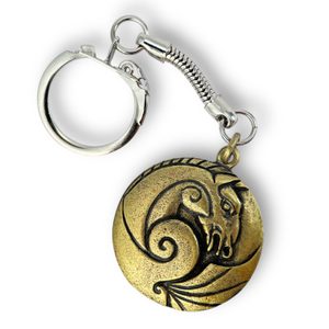 Porte-clés cheval celtique, zinc et laiton