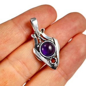 AMALIE, Art Nouveau jewellery, silver pendant with amethyst, Ag 925