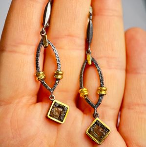 FLUVIA, moldavite, silver earrings, Ag 925/1000