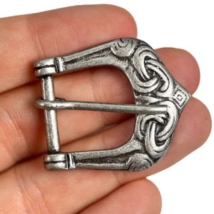 Belt buckle VIking with braided ornaments, antique silver