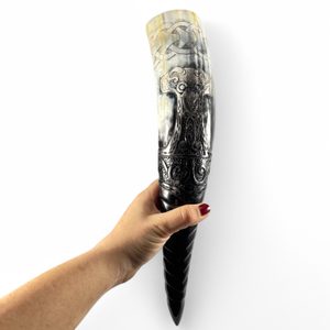 Mjöllnir, decorated Viking horn