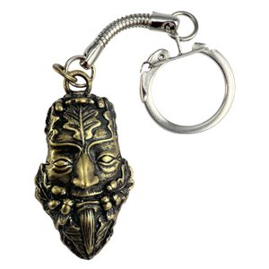 GREEN MAN, oak, key ring, zinc old brass