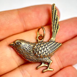 Mésange charbonnière, pendentif en bronze