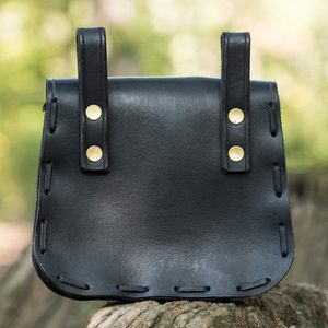 LEATHER HISTORICAL BELT BAG, antler, black