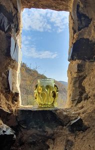 MEDIEVAL GOBLET - BOHEMIA, green forest glass