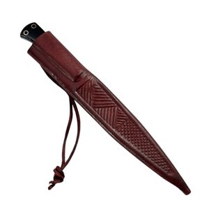 Medieval knife with horn handle and leather sheath