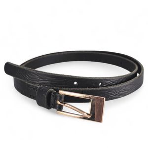Ceinture en cuir pour femmes, écorce, noire