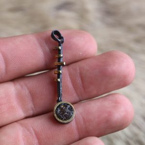 THAYA silver pendant with MOLDAVITE, gold plated