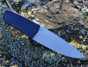LOGAN DESIGNER KNIFE with LEATHER GRIP and SHEATH, blue
