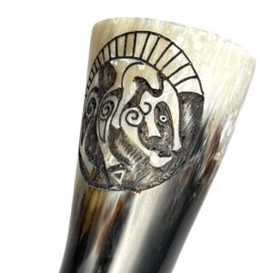 BOAR, engraved Celtic Drinking Horn