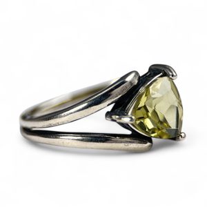 PRSTEN CITRÍN, triliantový brus, stříbro 925