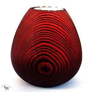 WOODEN CANDLESTICK, red pear