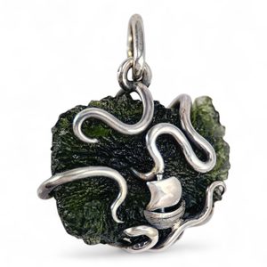 Cthulhu, pendant - Moldavite, silver 925/1000