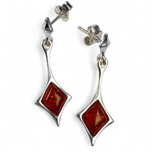 JASNA, amber, earrings, yellow, sterling silver