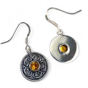 NATURA, silver earrings, citrine , Ag 925/1000