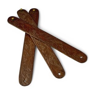 Oak leaves, leather bracelet - dark brown