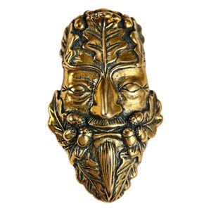 Oak Green Man, bronze pendant
