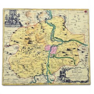 Prag und Umgebung, historische Karte, handgeschöpftes Papier