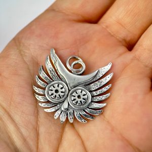 OWL - head, pendant, silver