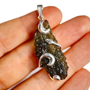 SERPENT, pendant, Moldavite, silver 925/1000