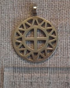 SUN and CROSS, bronze pendant