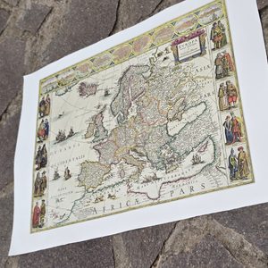 Historische Karte Europa recens descripta, Guilielmo Blaeuw, handgeschöpftes Papier