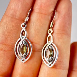 MAIA, earrings, faceted Moldavite, silver