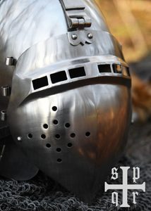 German Visored Bascinet, Medieval Helmet, ca. 1370, 2 mm Steel